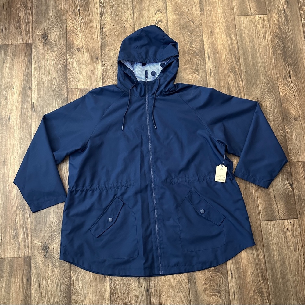 St. John's Bay Hooded Lightweight Jacket Women’s Size 3X Navy Blue